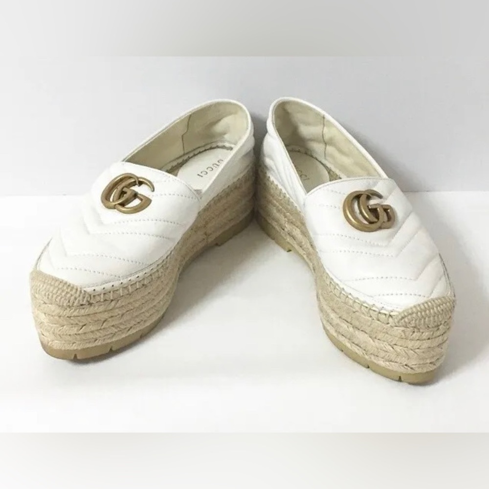 SOLD❤️ GUCCI White Leather Espadrilles
